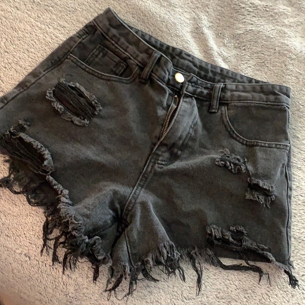 black jean shorts
